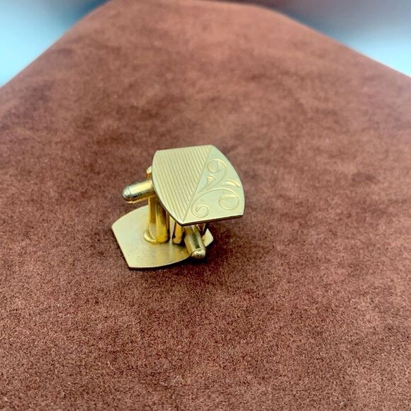Vintage Art Brushed Gold Cuff links, Unmarked - Picture 3 of 3